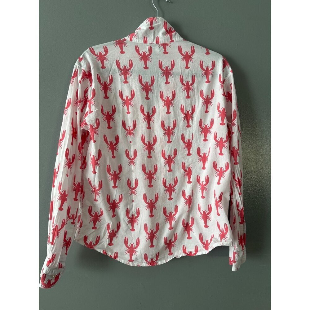 Myza Lobster Print Sleep Top Small Long Sleeve Cotton Pajama Shirt - Picture 8 of 8
